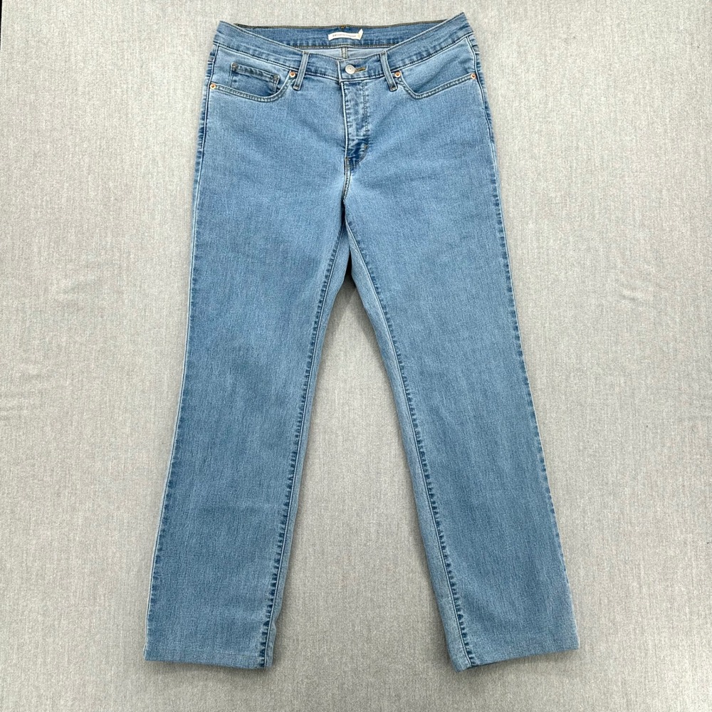 Levi's 314 Jeans Women's‎ 32 Light Blue Shaping Straight Mid Rise Stretch Denim